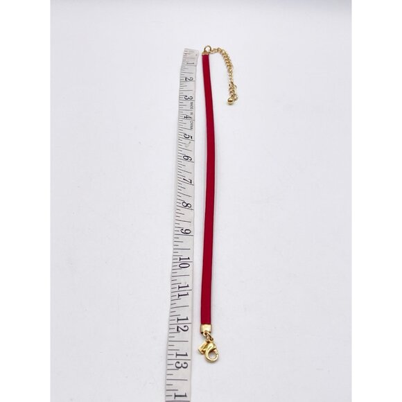 VTG Kenneth Jay Lane Red Choker Necklace Gold Tone Slim Collar Minimalist - Picture 6 of 7